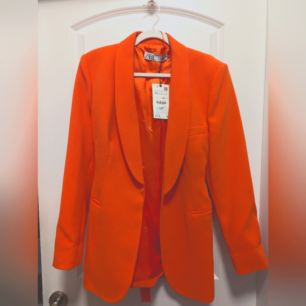 NWT Zara barbie core orange suit blazer XL Spring 2023